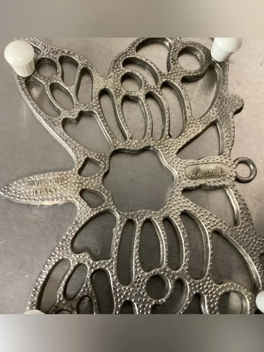 ⚫️ Vintage - Leonard Silverplate Butterfy Trivet - Wall Hang Decor - Italy